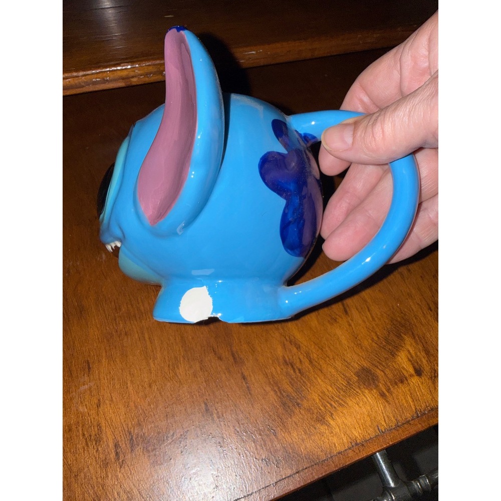 Disney Lilo & Stitch 3D Sculpted Ceramic Coffee Mug Blue Character Face Cup - Picture 2 of 4